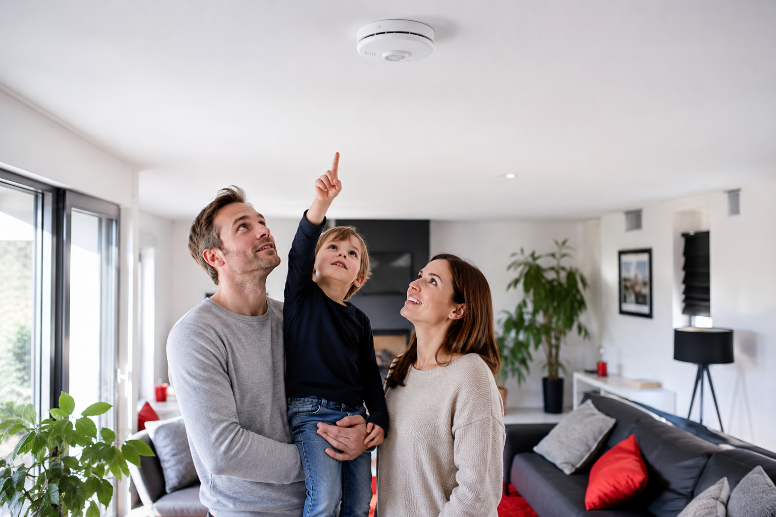 Familie mit Rauchwarnmelder
